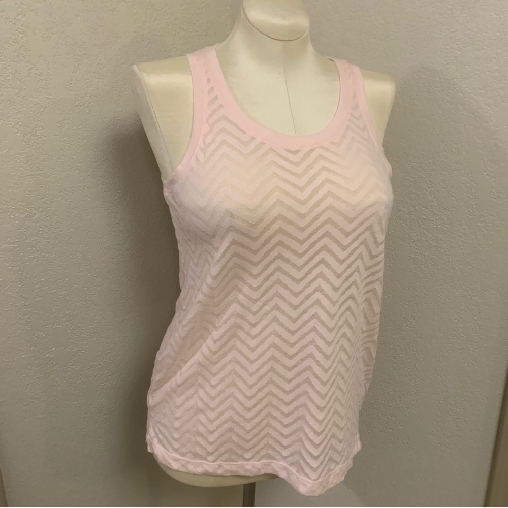 NEW GAP S Light Pink Sleeveless Sheer Chevron Stripe Tank Top